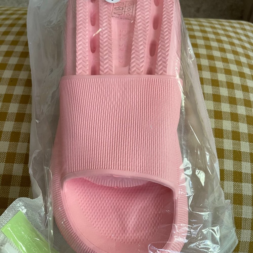 Bright Pink Open Toe Rubber Slide Sandals